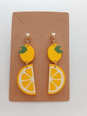 Fashion Jewelry Yellow Lemon Slice Drop Earrings